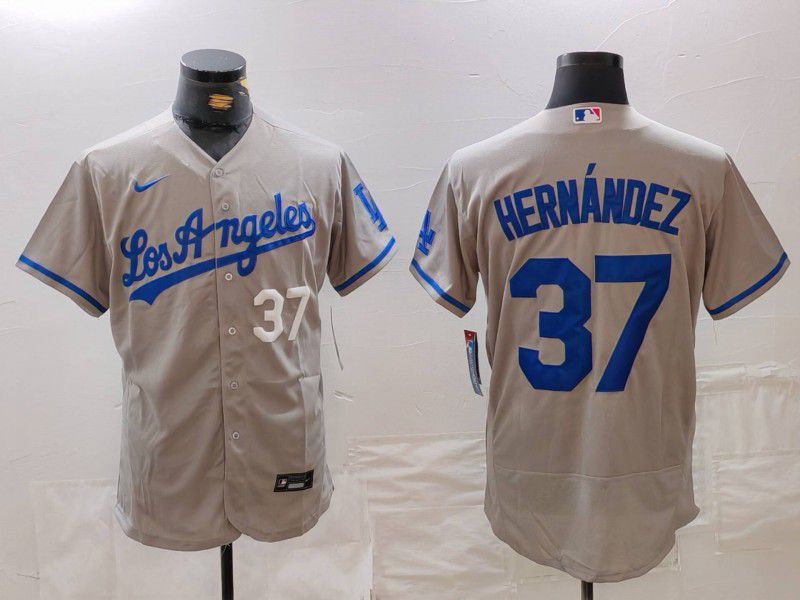 Men Los Angeles Dodgers #37 Hernandez Grey Nike Elite 2024 MLB Jersey style 7266